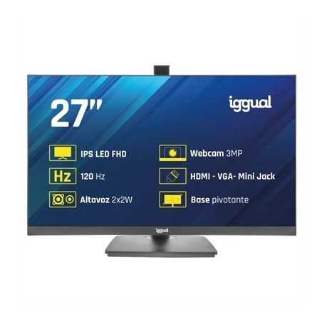 iggual Monitor 27" 120Hz 1ms HDMI VGA MM AA webcam