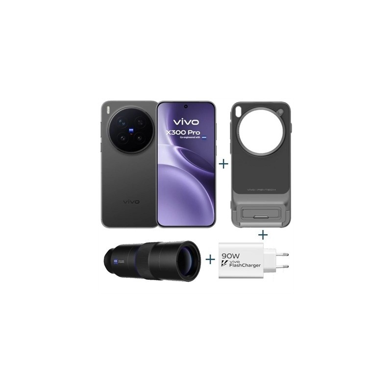 VIVO X300 Pro Black + funda + Teleobjetivo + ch90w