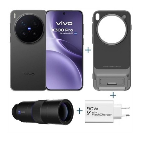 VIVO X300 Pro Black + funda + Teleobjetivo + ch90w