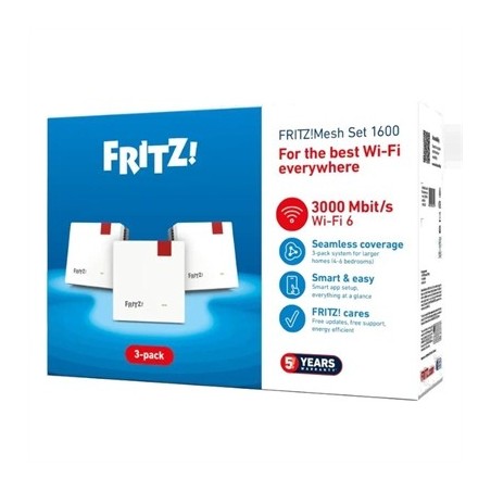 Fritz! Mesh WiFi Set 1600 3-pk Repeater WiFi6