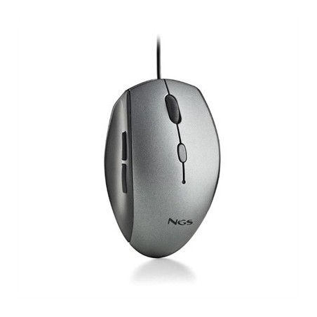 NGS WIRED ERGO SILENT MOUSE + USB TYPE C ADAP GRAY