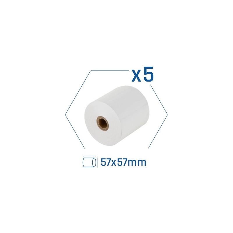iggual Pack 5 rollos papel térmico sin BPA 57X57mm