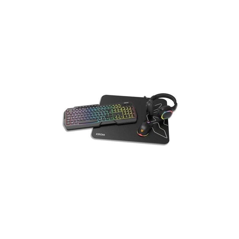 KROM KENTA PC Combo Gaming 4 en 1 RGB Negro