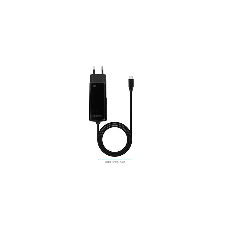 Tooq Cargador portátil GAN USB-C PD 65W Cúbico