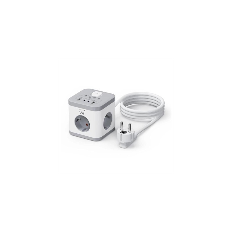 Ewent EW3863 Regleta 3 Tomas SHUCKO+2USB-A+2USB-C
