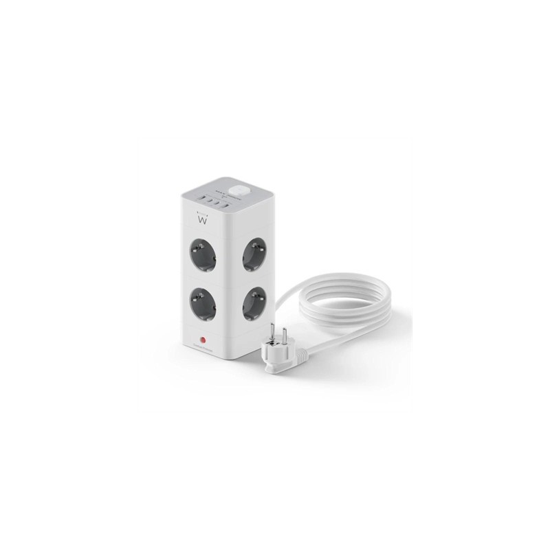 Ewent EW3864 Regleta 8 Tomas SHUCKO +2USB-A+2USB-C