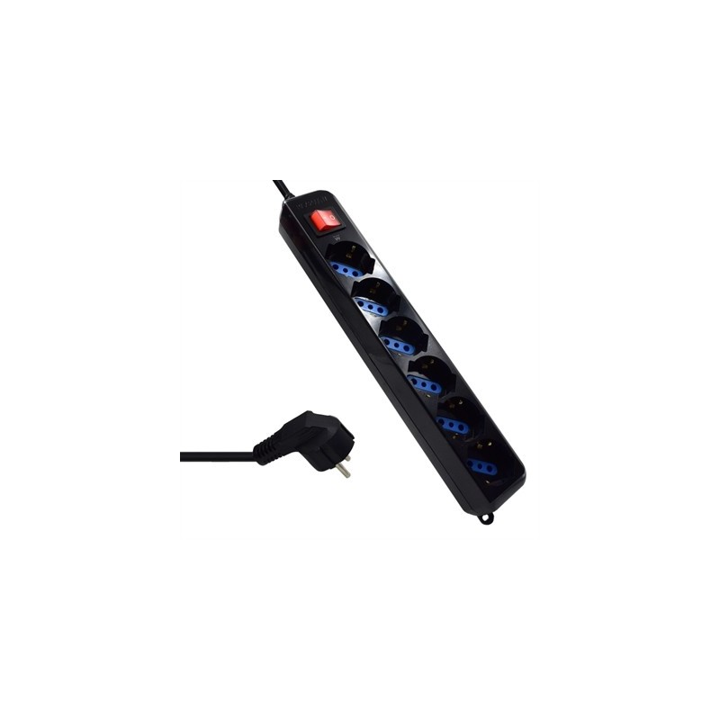 Ewent EW3924 Regleta 6 tomas con proteccion Negro