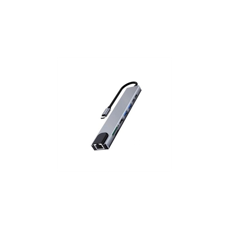EWENT DOCKING MULTIPUERTO USB-C, 8 en 1, HDMI 4K