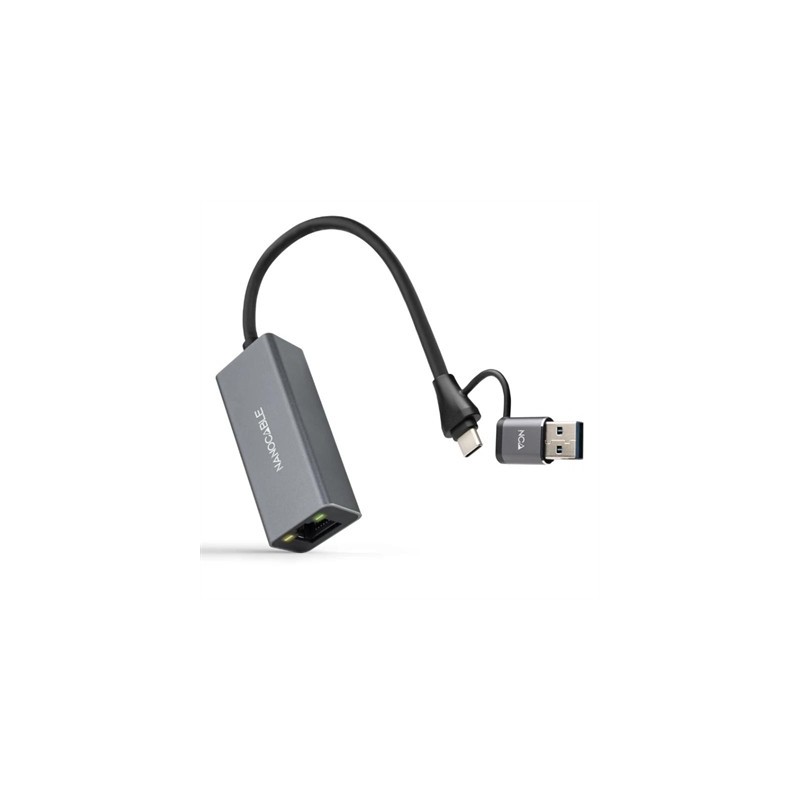 Nanocable Conversor USB-C+USB-A/M 3.0 RJ45 15cm