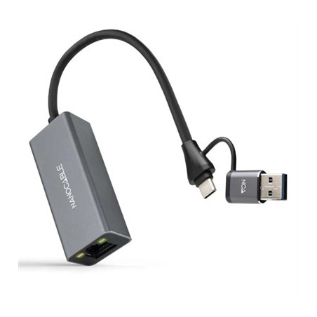 Nanocable Conversor USB-C+USB-A/M 3.0 RJ45 15cm