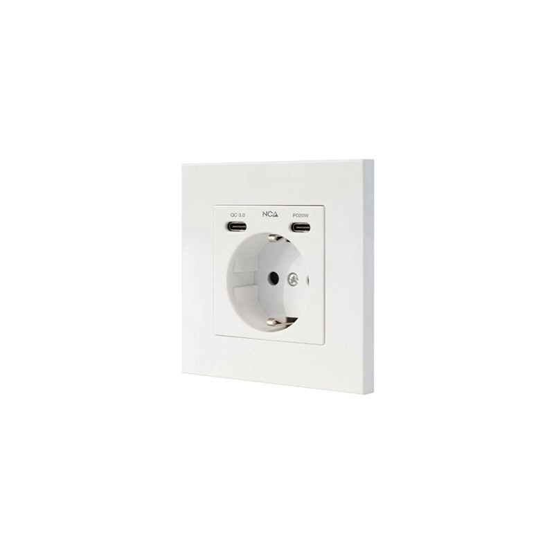 Nanocable Base Pared toma SCHUKO 2USB Max .2.4A