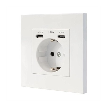 Nanocable Base Pared toma SCHUKO 2USB Max .2.4A