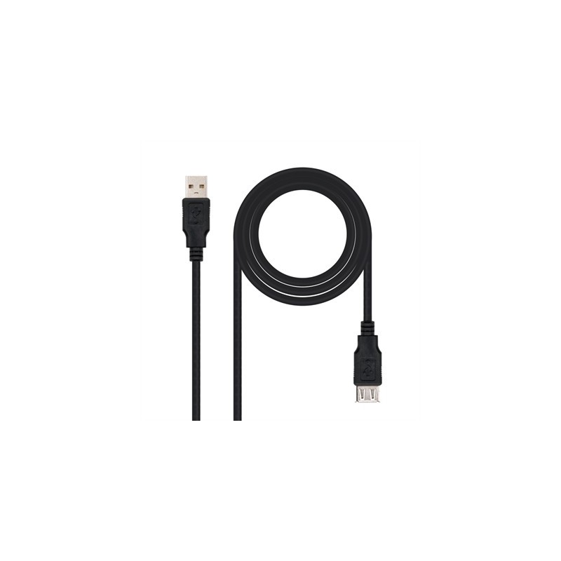Nanocable Cable USB 2.0, tipo A/M-A/H, Negro, 3m