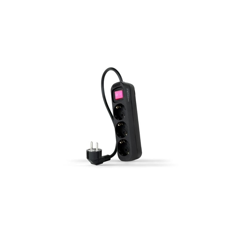 Nanocable Regleta 3 Tomas Interruptor Negro