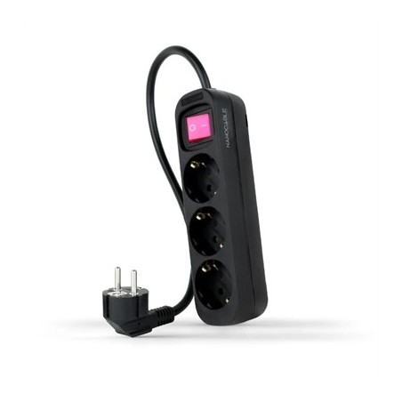 Nanocable Regleta 3 Tomas Interruptor Negro