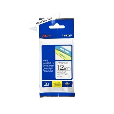 Brother Cinta Tze231 Texto Negro/Blanco 12mm