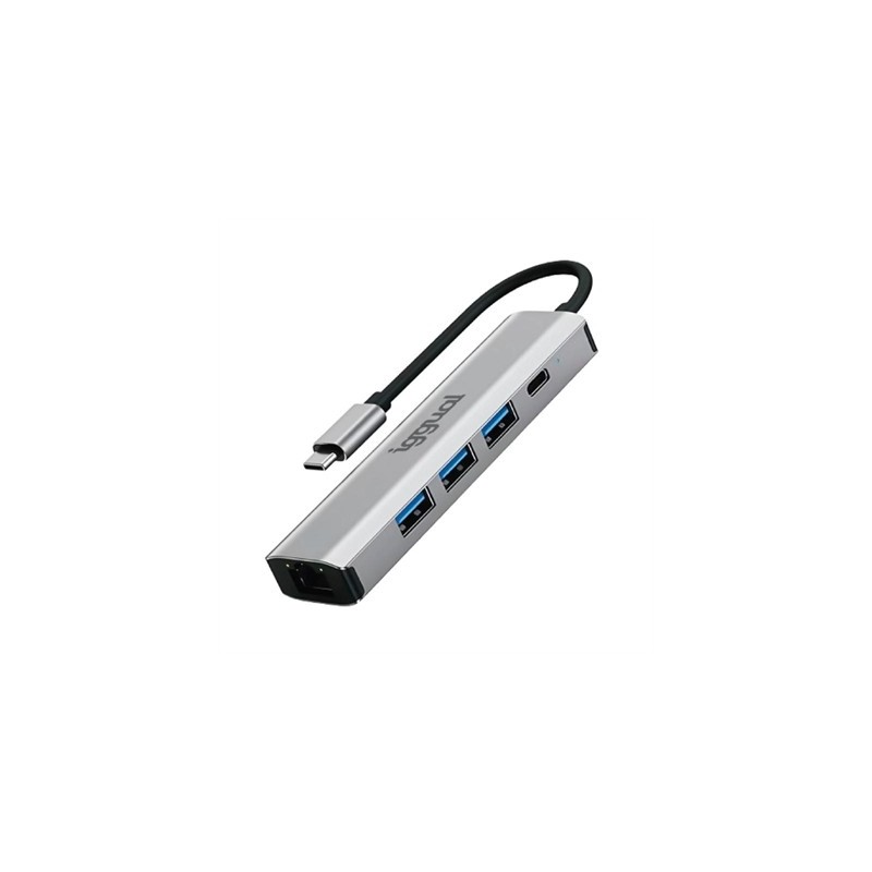 iggual Hub tipo C 5 puertos 3xUSB + RJ45 + tipo C