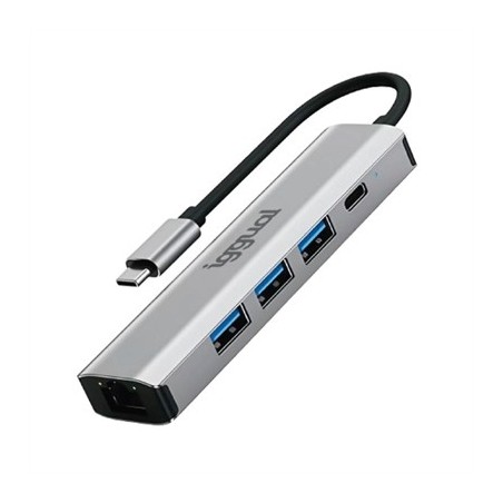 iggual Hub tipo C 5 puertos 3xUSB + RJ45 + tipo C