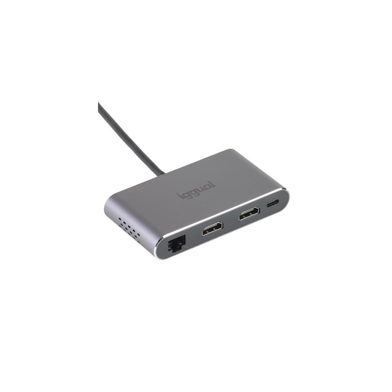 iggual Hub C 8 en 1 2xHDMI 2xUSB 2xSD RJ45 PD100W