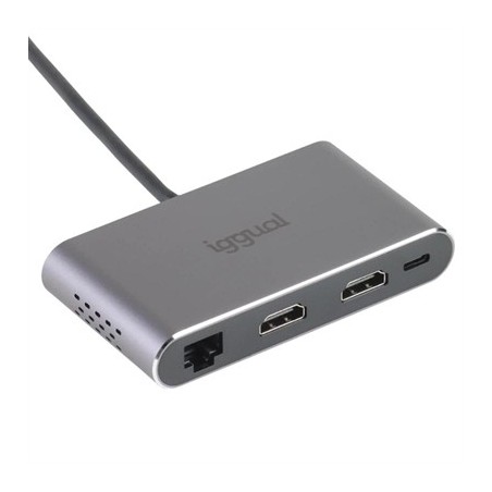 iggual Hub C 8 en 1 2xHDMI 2xUSB 2xSD RJ45 PD100W