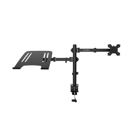 COOLBOX Soporte Monitor+Portátil Monobrazo Acero