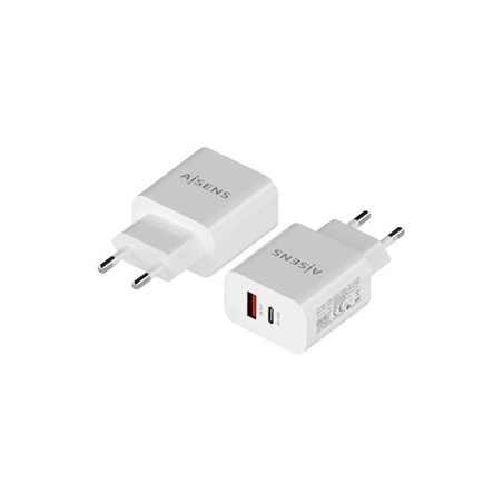 Aisens Cargador 20W USB-C PD3.0 USB-A QC3.0 Blanco