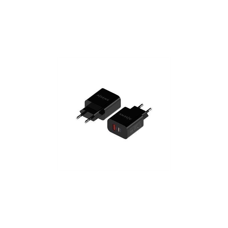 Aisens Cargador 20W USB-C PD3.0 USB-A QC3.0 Negro