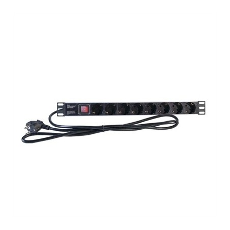 2LAN Regleta 19" 8 Schuko Negro