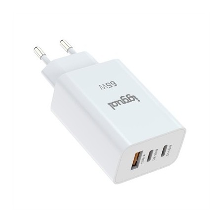 iggual Cargador triple USB-A + 2 x tipo C GaN 65W