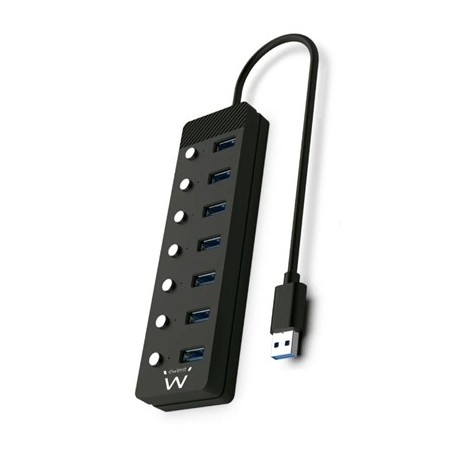 EWENT Hub usb-usb-c 7 ptos interruptor c/alimen.