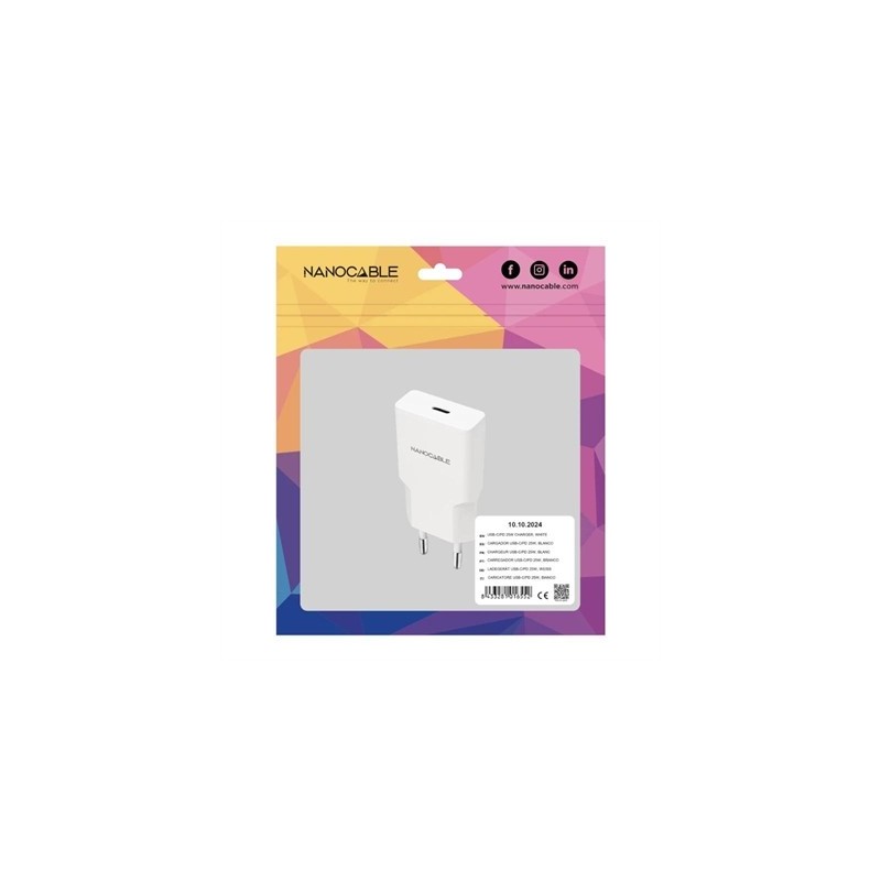 Nanocable Cargador 2xUSB-C/PD 25W  Blanco