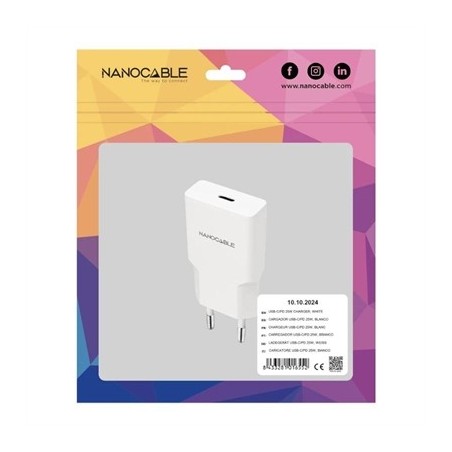Nanocable Cargador 2xUSB-C/PD 25W  Blanco