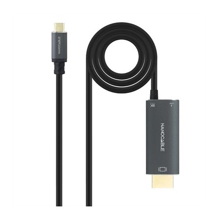 Nanocable Cable USB-C/M-HDMI 2.1+USB-C/H PD 1.8 M